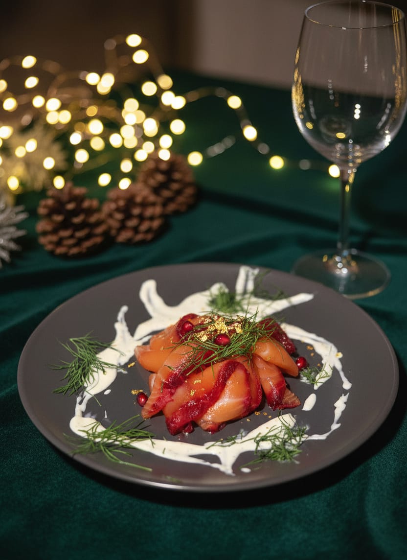 Fine-Dining-Kreation mit Lachs